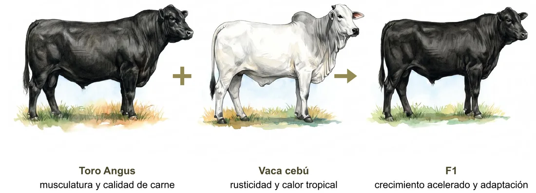 El F1 del trópico. Toro Angus sobre vaca cebú: lo que el ternero hereda de cada lado (p. 111)